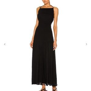 NWT Bassike Cross Back Rib Insert Dress in Black Large